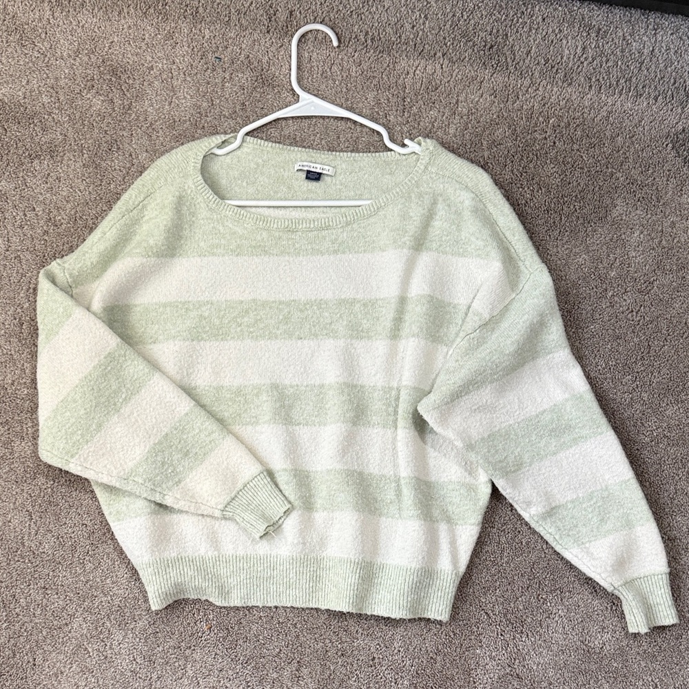 American Eagle Outfitters Mint and White Striped Sweater
